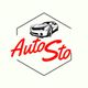 Logotipo de AutoSto con un coche deportivo dibujado dentro de un hexágono.