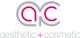 Logo mit den Buchstaben "ac" in Grau und Pink, darunter steht "aesthetic + cosmetic".