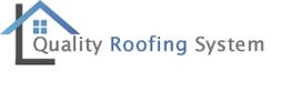 Logo of "Quality Roofing System" with a stylized house and chimney design.