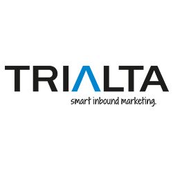 Logo von Trialta mit Slogan "smart inbound marketing" in schwarzer und blauer Schrift.