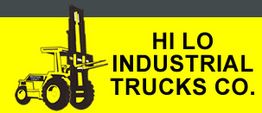 Logo of Hi Lo Industrial Trucks Co., featuring a forklift on a yellow background.
