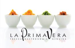 Quattro ciotole di spezie colorate con testo "La Primavera: Fresca Gastronomia Genuina".