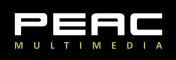 Schwarzes Logo mit weißer Aufschrift "PEAC" und gelbem Text "MULTIMEDIA" darunter.