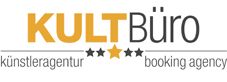 Logo von KULTBüro mit drei Sternen, Schriftzug "künstleragentur" und "booking agency".
