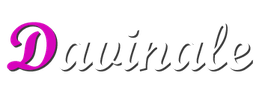 Texto "Davinale" en letras cursivas, colores morado y blanco, fondo transparente.