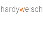 Grauer Text "hardywelsch" auf weißem Hintergrund, das "w" ist orange hervorgehoben.