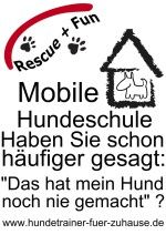 Plakat für eine mobile Hundeschule mit dem Slogan: "Das hat mein Hund noch nie gemacht?"