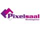 Logo von Pixelsaal Werbeagentur mit lila und pinken Formen und Schriftzug.