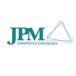 Logo di JPM con testo "Chiropratica Kinesiologia" e un triangolo geometrico a destra.