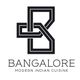 Logotipo de restaurante "Bangalore Modern Indian Cuisine" con diseño geométrico en negro.