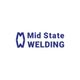 Logo with text "Mid State Welding" and an abstract blue "MW" design on the left side.