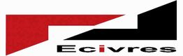 Logo mit roten und schwarzen Formen und dem Text "Ecivres".