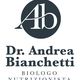 Logo del Dr. Andrea Bianchetti, biologo nutrizionista, con iniziali "Ab" in cerchio scuro.