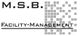 M.S.B. Facility-Management Logo mit grauem Pixelmuster rechts.