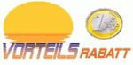 Logo mit gelbem Halbkreis und Euro-Münze, Text: "Vorteilsrabatt".