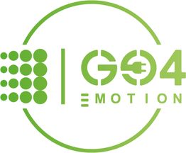 Grünes Logo mit Punkten und "GO4EMOTION" in einem Kreis.