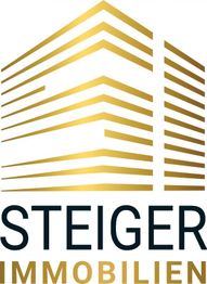 Logo von Steiger Immobilien, goldenes stilisiertes Gebäude auf weißem Hintergrund.