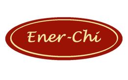 Ovales, rotes Logo mit beigem Schriftzug "Ener-Chi".