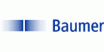 Logo mit blauen Rechtecken und dem blauen Schriftzug "Baumer".