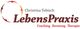 Logo von "LebensPraxis" mit Kreis-Emblem. Text: "Coaching, Beratung, Therapie".