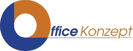 Logo mit einem blauen und orangenen Kreis, daneben steht "Office Konzept".