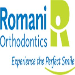 Romani Orthodontics logo with tagline: "Experience the Perfect Smile," featuring a green "R".