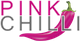 Text "Pink Chilli" mit pinkfarbener Chilischote, grüner Stiel, stilisierte Schrift.