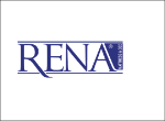 Logo mit blauem Text "RENA" und kleinem Text rechts, auf weißem Hintergrund.