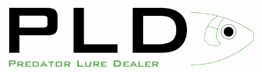 Logo mit den Buchstaben "PLD" und einem Fischkopf rechts. Text darunter: "Predator Lure Dealer".