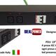 PDU nero con 4 prese IEC C19, interruttori di protezione e logo Ideal Power. Made in Italy.