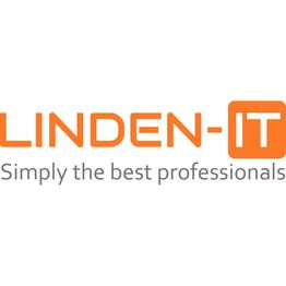 Logo van Linden-IT met de tekst: "Simply the best professionals" in oranje en grijs.