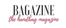Texto "BAGAZINE: the handbag magazine" en tipografía negra y rosa, sobre fondo blanco.