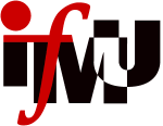 Logo mit stilisiertem Text "ifw" und rotem Kreis oben links.