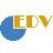 Logo mit blauem Kreis und den Buchstaben "EDV" in Gelb.