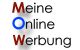 Textlogo: "Meine Online Werbung" in Schwarz, Rot, Blau.