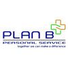 Logo mit Text "PLAN B Personal Service" und "together we can make a difference", Kreuzsymbol oben.
