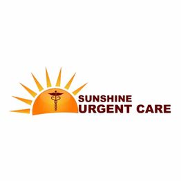 Logo of Sunshine Urgent Care with a sun and medical symbol.