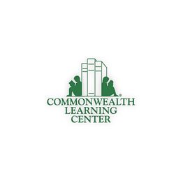 Logo of Commonwealth Learning Center with two silhouettes reading beside books.