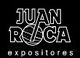 Texto en blanco: "Juan Roca expositores" sobre fondo negro.