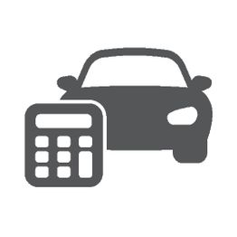 Auto- und Taschenrechner-Symbol kombiniert in einem minimalen, grauen Design.