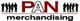 Logo mit dem Schriftzug "PAN merchandising" und Silhouetten von Menschen.