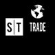 Logo mit "ST" und "TRADE", daneben Globus-Symbol auf schwarzem Hintergrund.