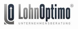 Logo von LohnOptimo Unternehmensberatung: Stilisiertes "LO" mit Pfeil nach oben.