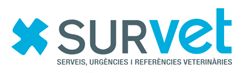 Logotipo de SURvet con texto: "SERVEIS, URGÈNCIES I REFERÈNCIES VETERINÀRIES".