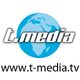 Logo: "t.media" vor Globus, darunter die URL www.t-media.tv.