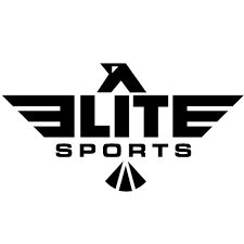 Logo of "Elite Sports" with stylized text and abstract wings.