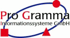 Logo von Pro Gramma Informationssysteme GmbH mit geometrischen Formen und einem blauen Oval.