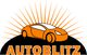Logo mit orangefarbenem Auto und Strahlen, darunter Text "AUTOBLITZ".