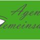 Grünes Logo mit einem Auge und dem Schriftzug "Agentur Gemeinsam" in eleganter Schrift.