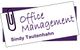 Logo mit Büroklammer, "Office Management" und Name "Sindy Tautenhahn" in lila Schrift.